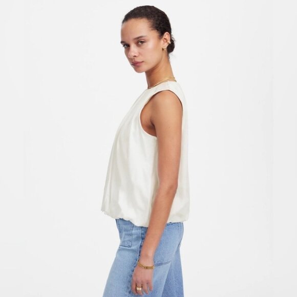 NWT Madewell White Sleeveless Bubble Fashion Top - Small - Picture 12 of 16